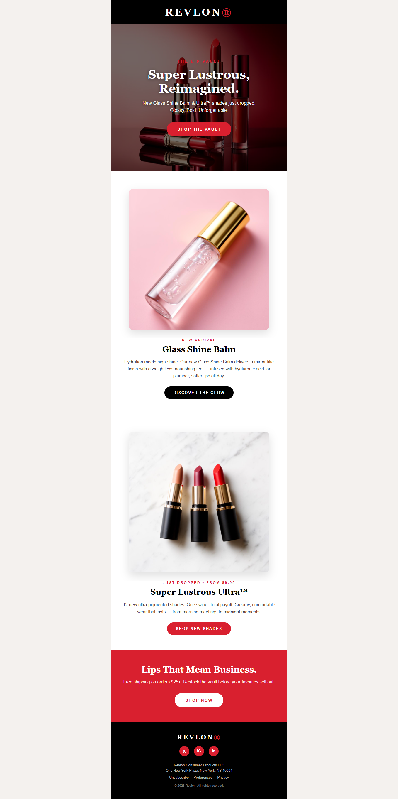 Revlon lip vault email template preview