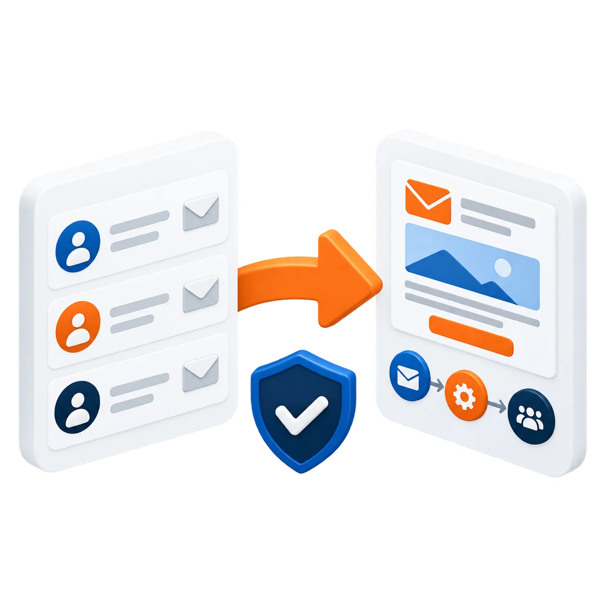 Subscriber data moving securely between email platforms while preserving email campaigns and automation workflows