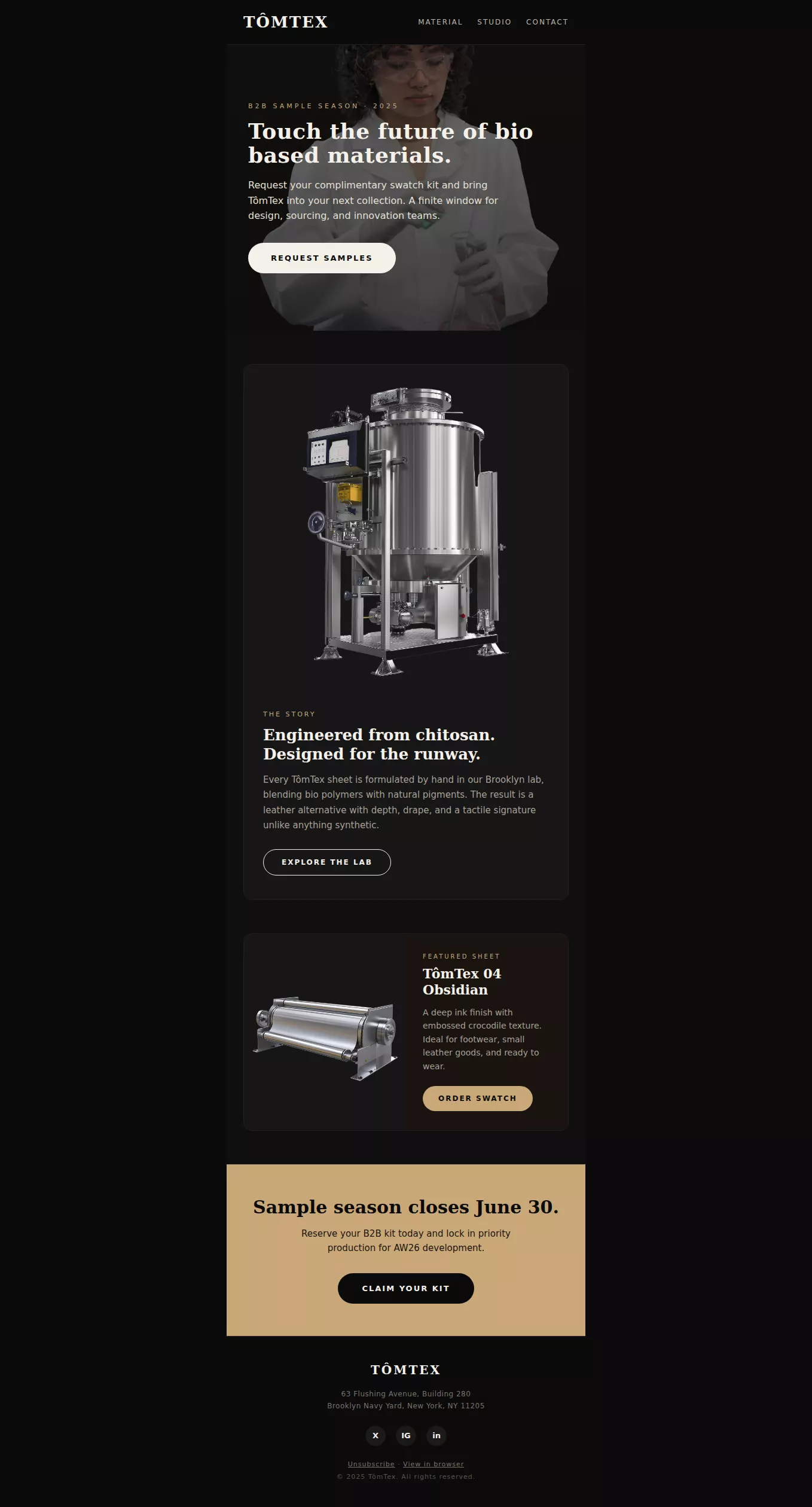 TômTex sample season interactive email template preview