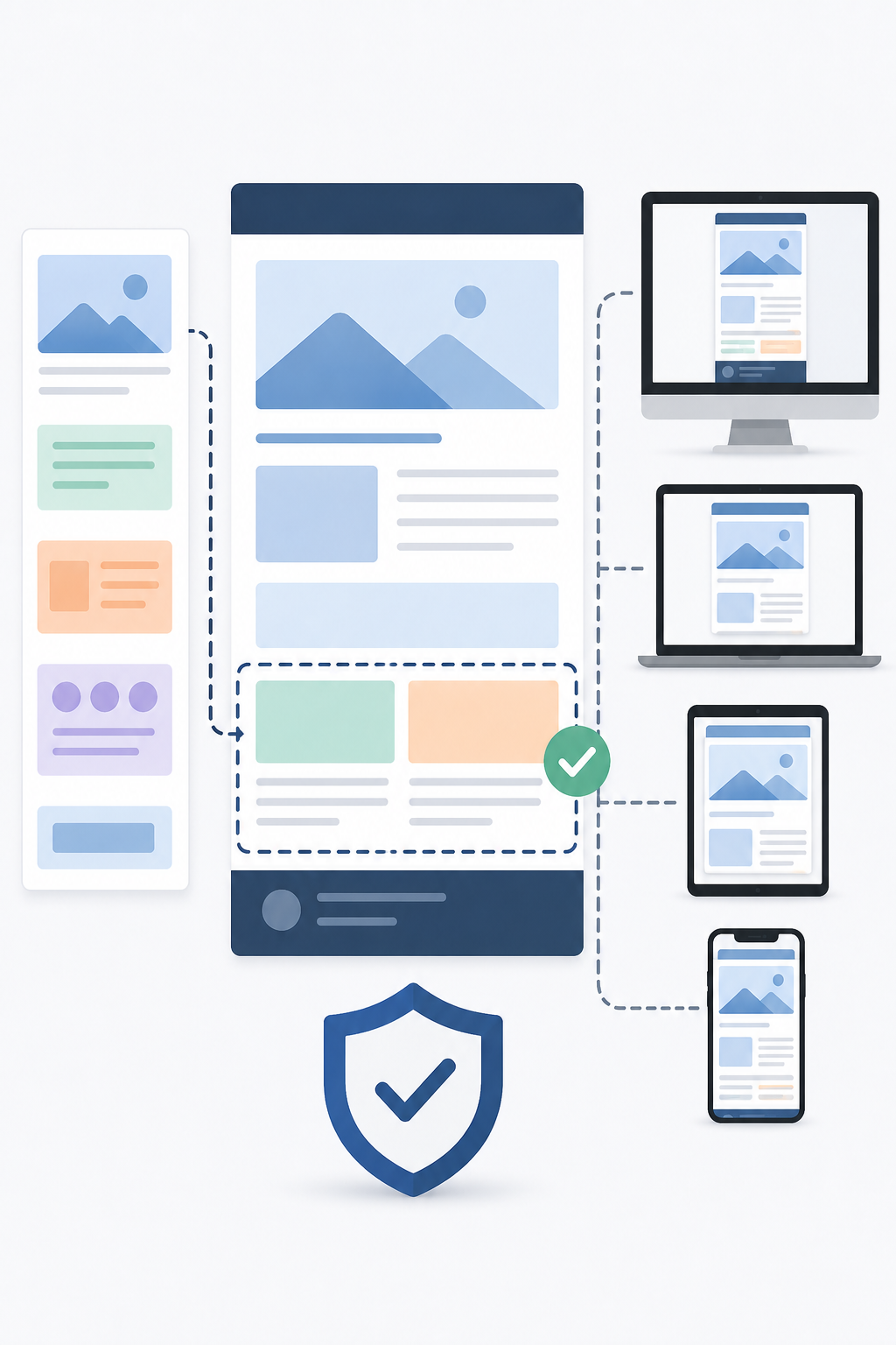Modular email rendering consistently across desktop, laptop, tablet, and mobile