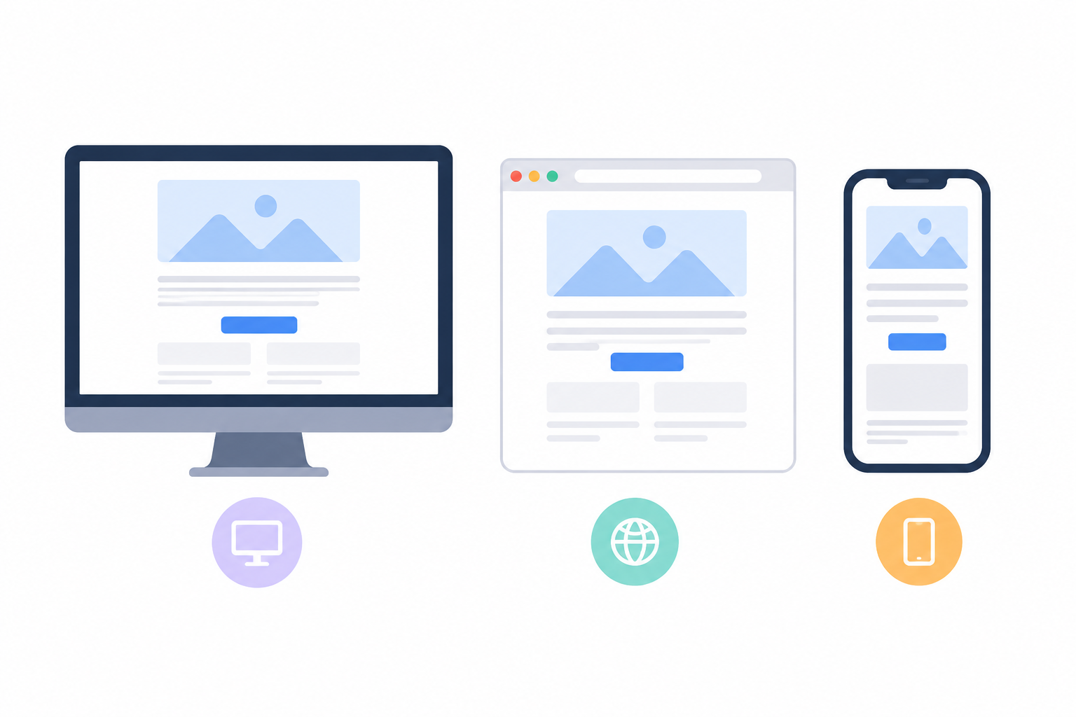 Responsive email template displayed on desktop, web, and mobile email clients