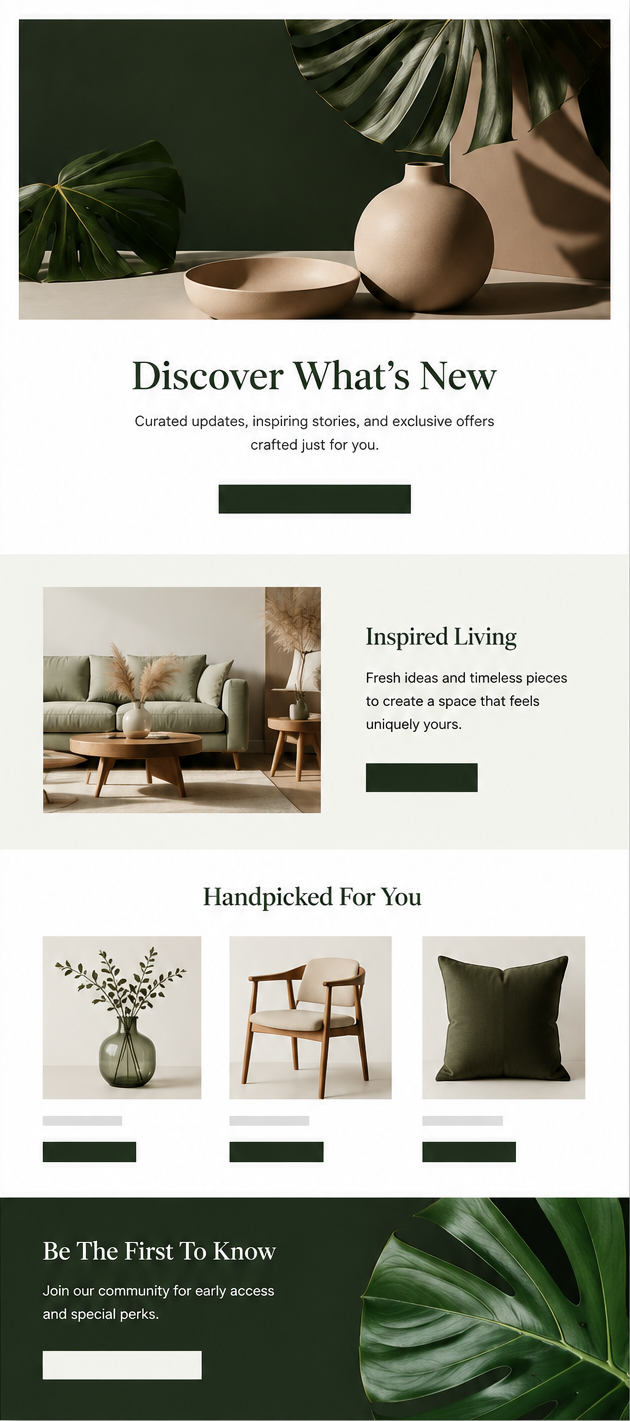 Consistent branded email template with coordinated content modules