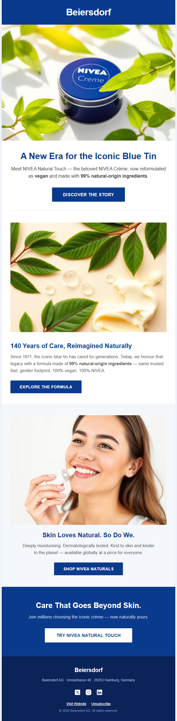 Beiersdorf skincare newsletter template preview