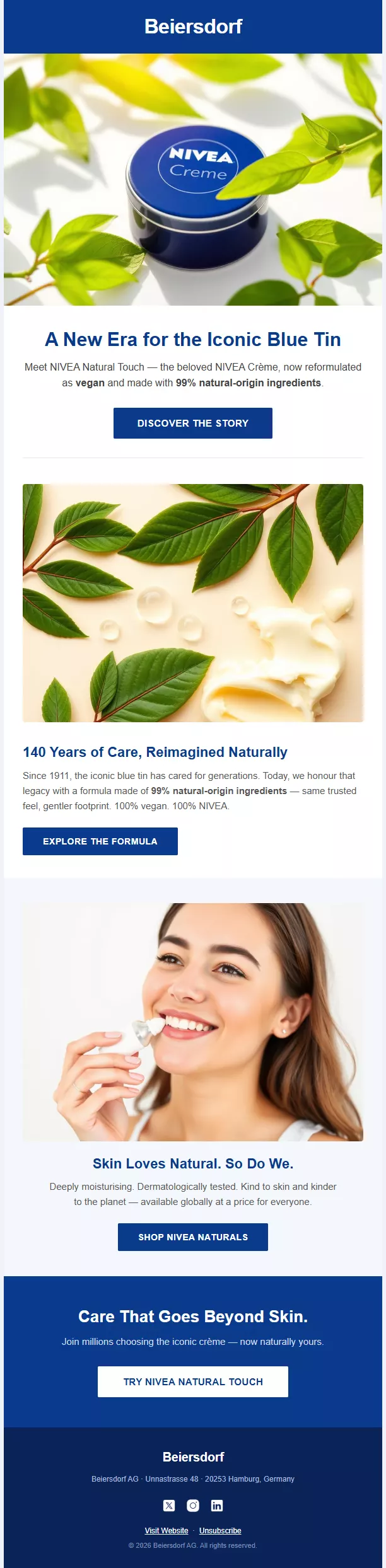Beiersdorf skincare newsletter template preview