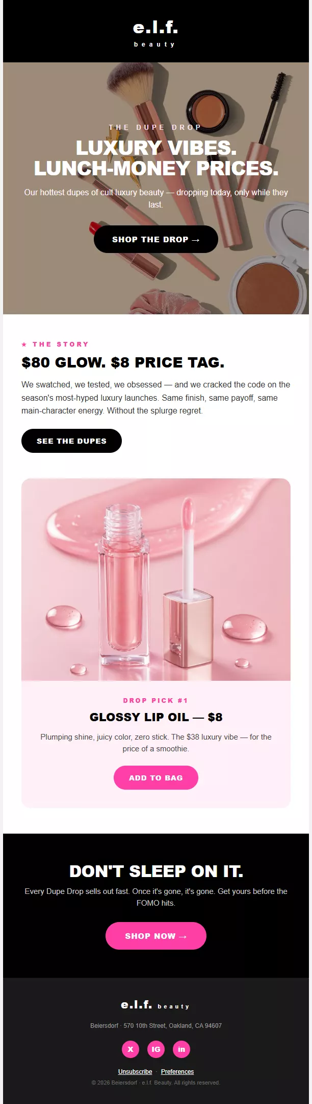 E.L.F beauty newsletter template preview