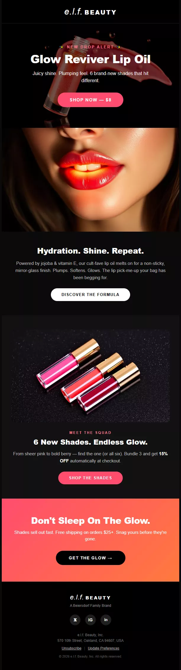 E.L.F product spotlight newsletter template preview