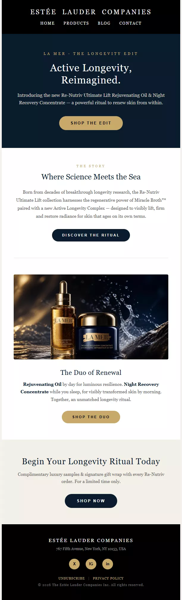 La Mer newsletter template preview