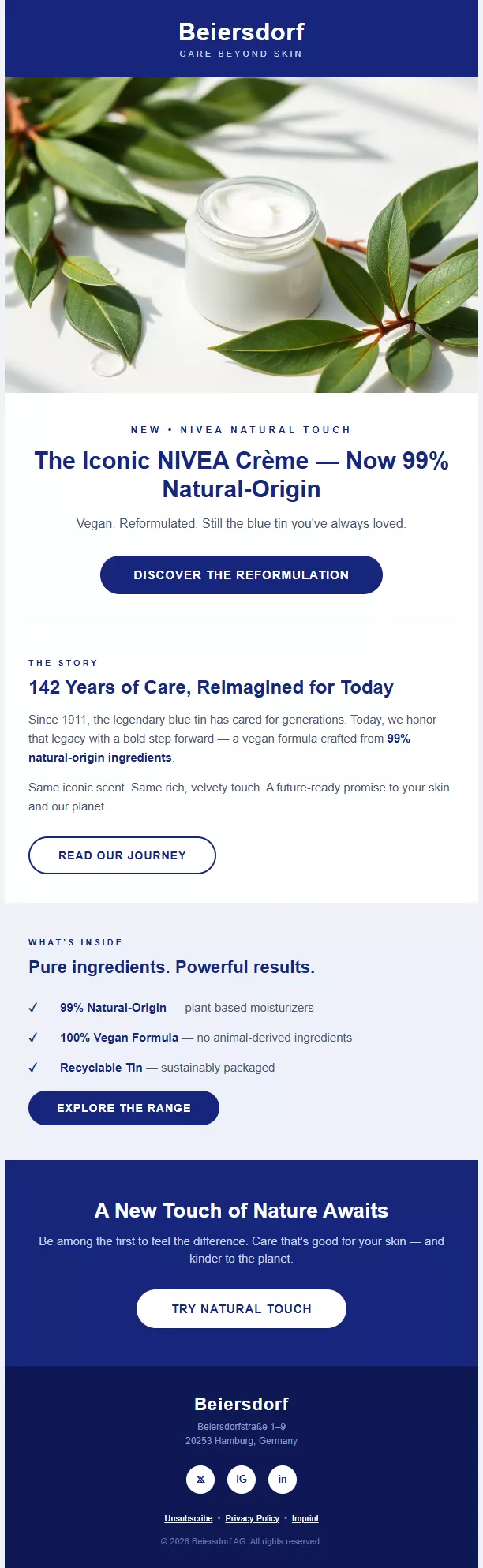 Nivea Natural Touch newsletter template preview