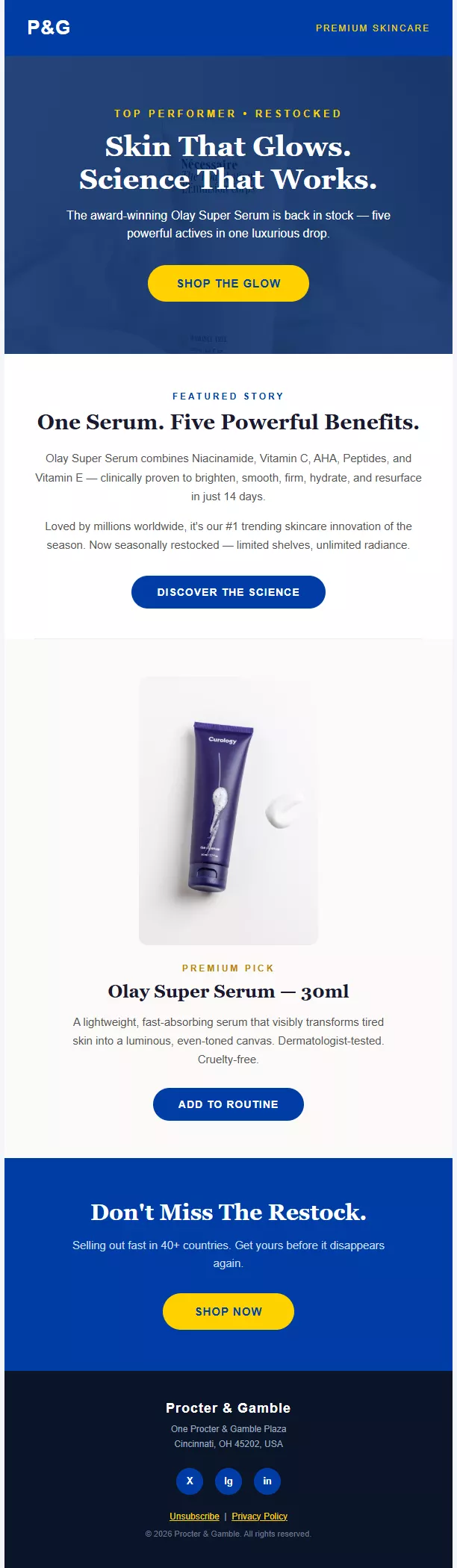 Olay Super Serum newsletter template preview