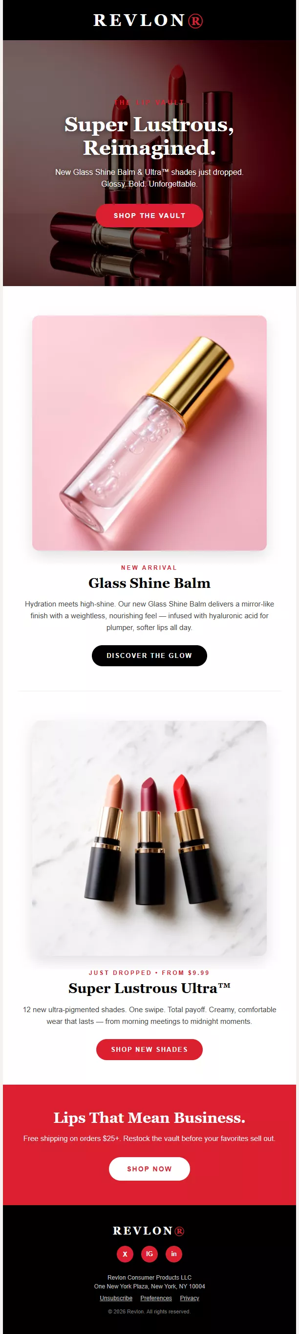 Revlon newsletter template preview