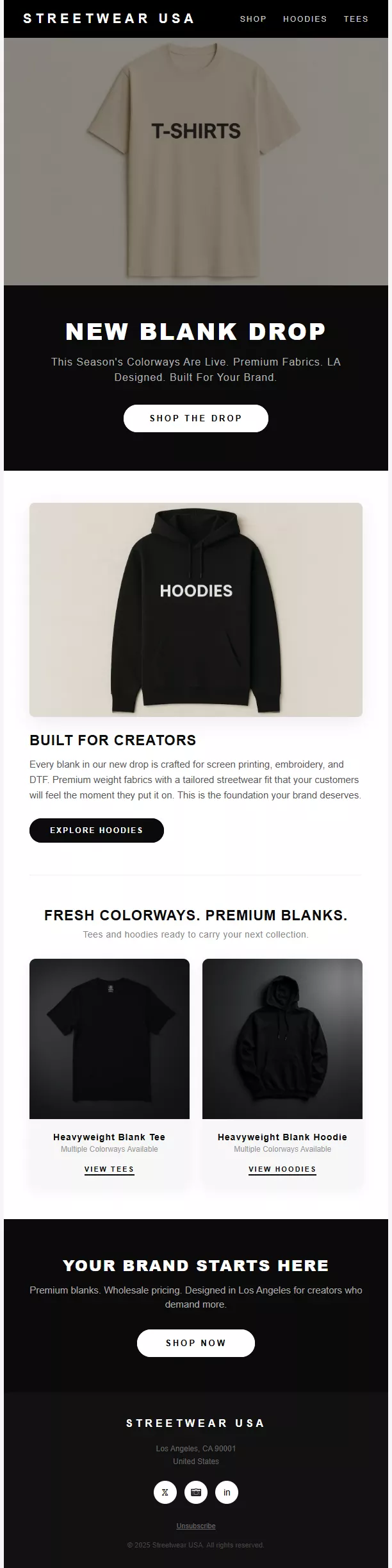 Streetwear USA newsletter template preview