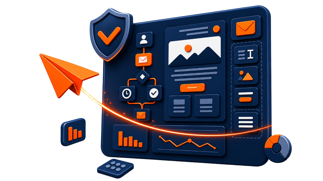 Full-service email lifecycle workspace with campaign design, automation, deliverability, and reporting tools